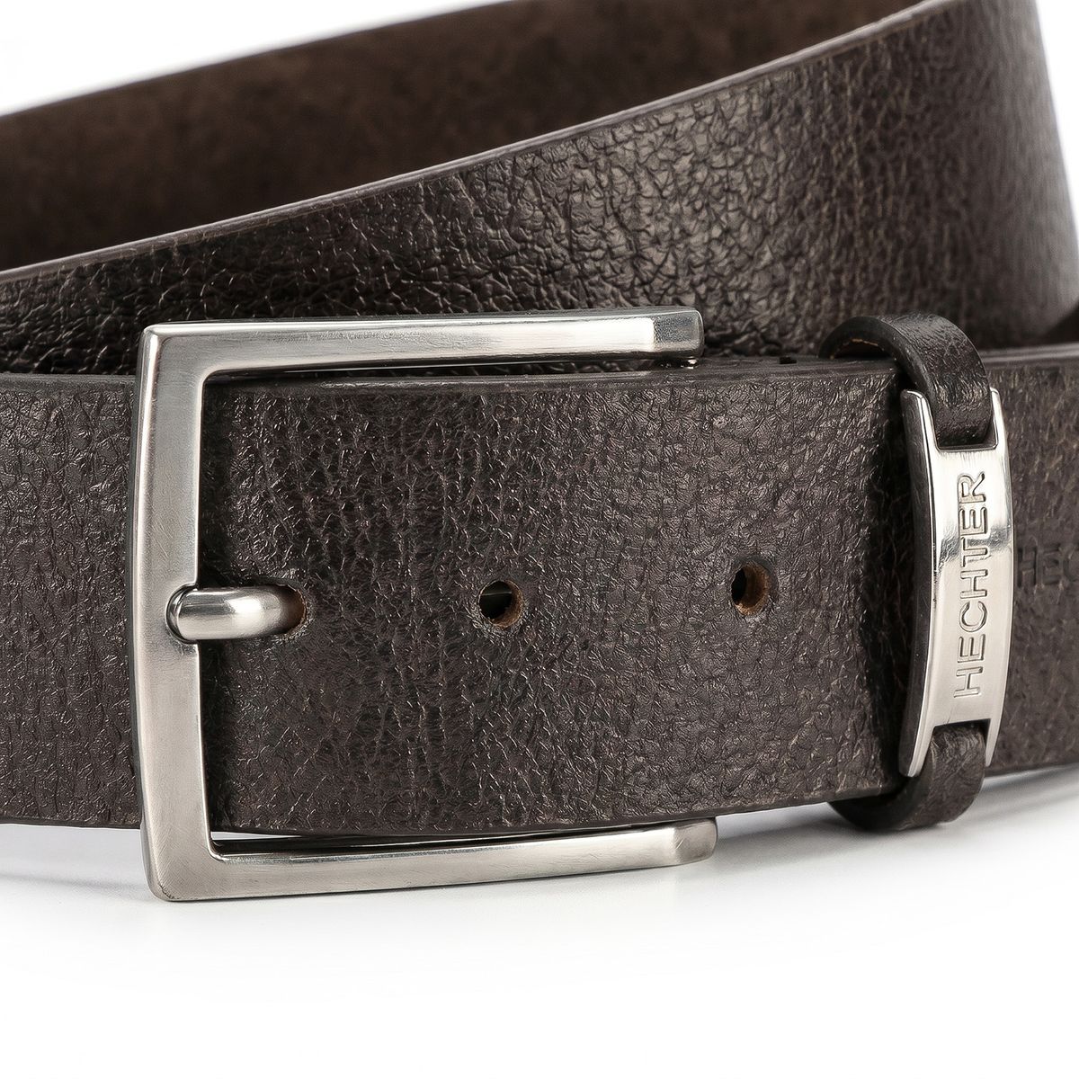 Gürtel, Leder, Gürtel Schnalle, Metall, Braun, HECHTER Paris Herren 100% Echtledergürtel dunkelbraun