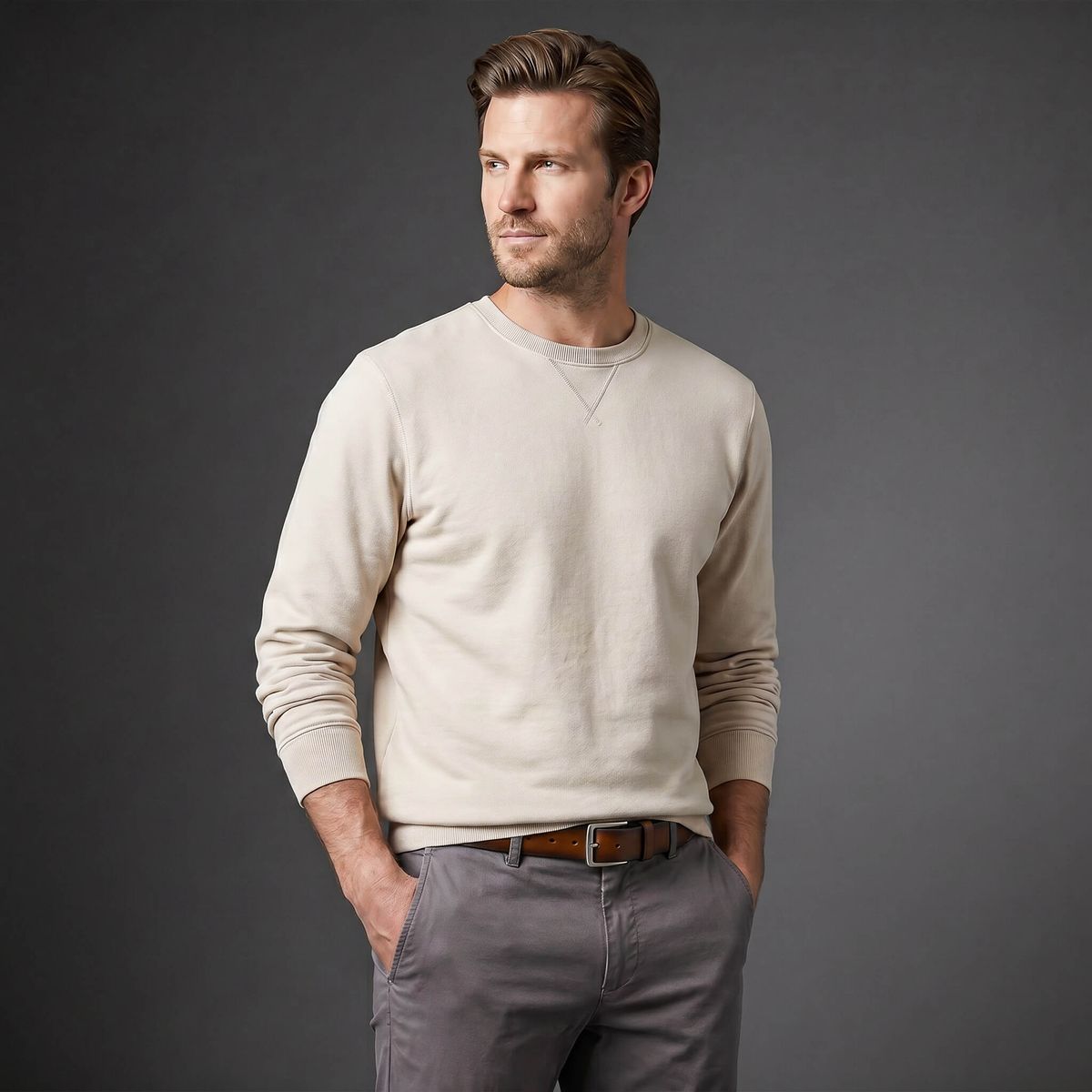 LINDENMANN Vollrindledergürtel Herren Cognac