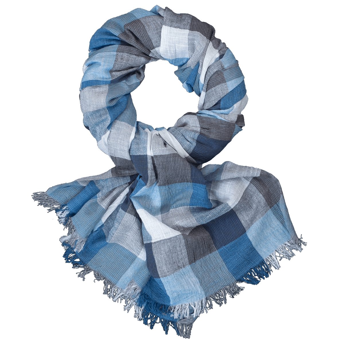 LINDENMANN Schal Herren blau / Herren-Schal dünn 100 % Baumwolle, Herren-Schal blau
