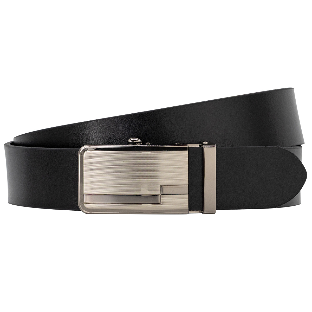 Gürtel, Schwarz, Leder, Metall-Schnalle, Breiter Gürtel, LINDENMANN klassischer Herren Automatikgürtel aus 100% Echtleder schwarz