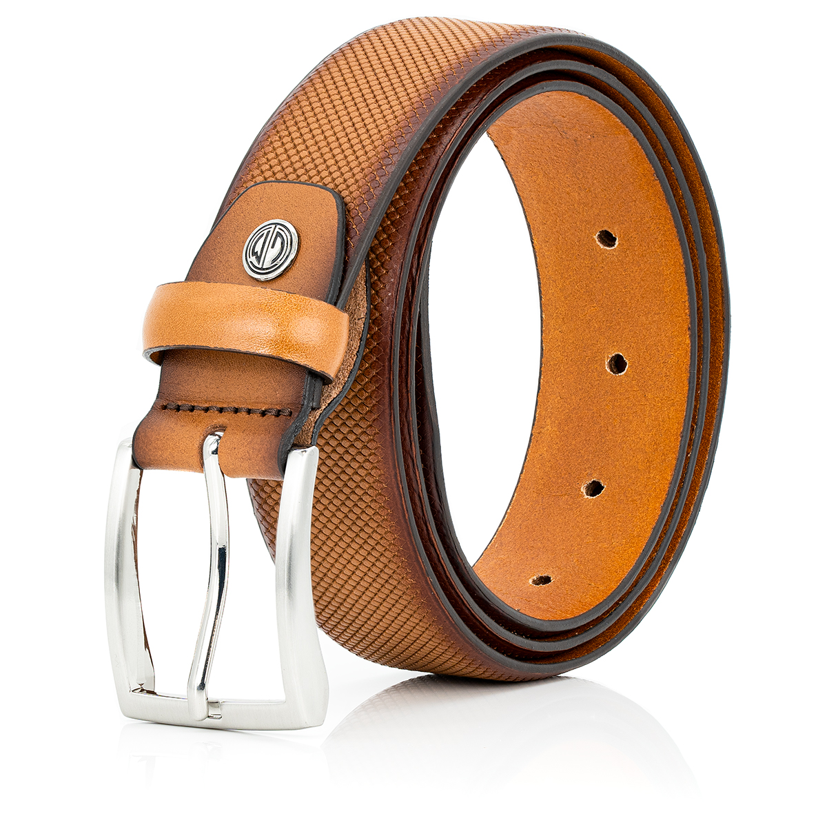 LINDENMANN Leder-Gürtel Herren 35 mm Vollrindleder cognac