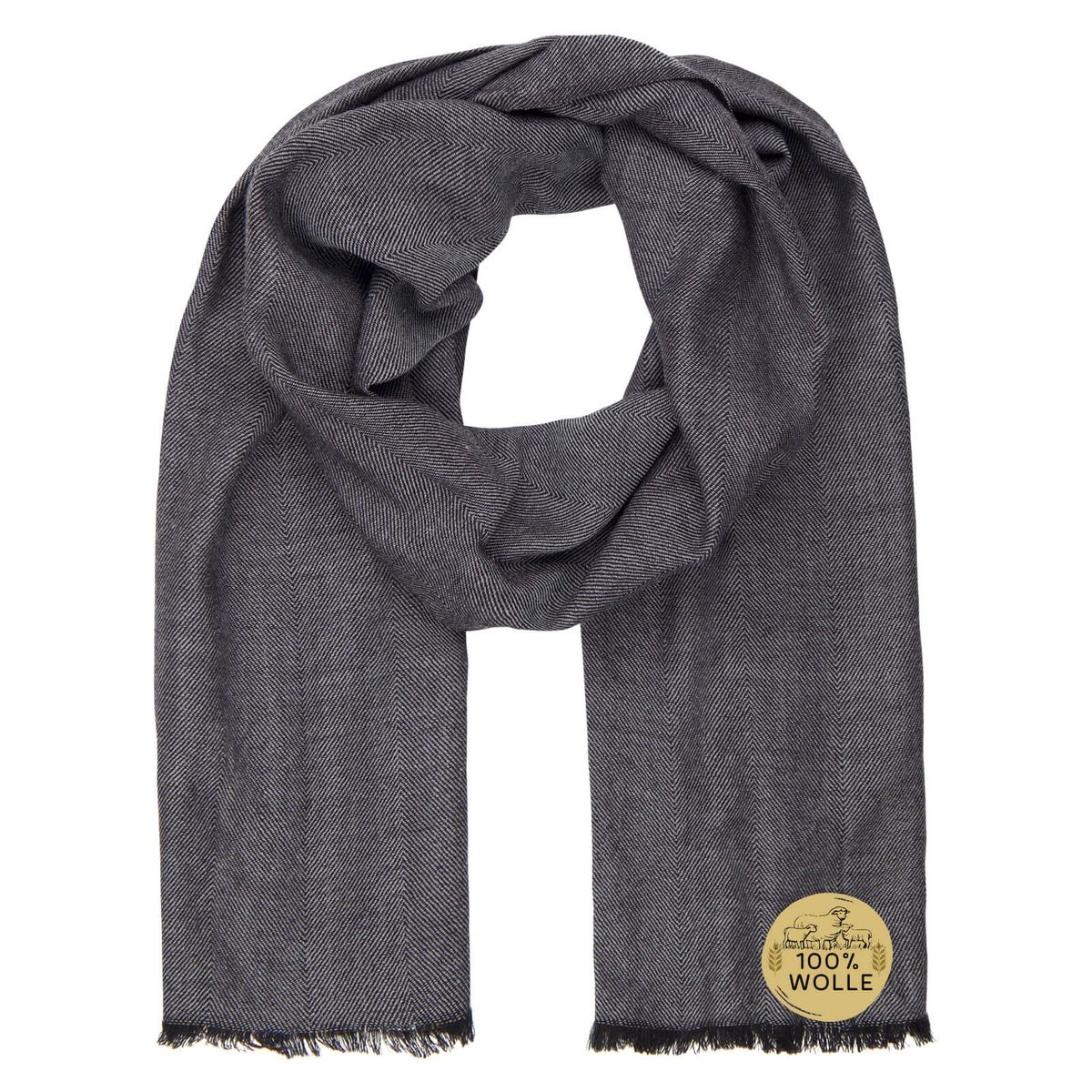 LINDENMANN Herren Textil-Schal grau – 100% Wolle, gewebt