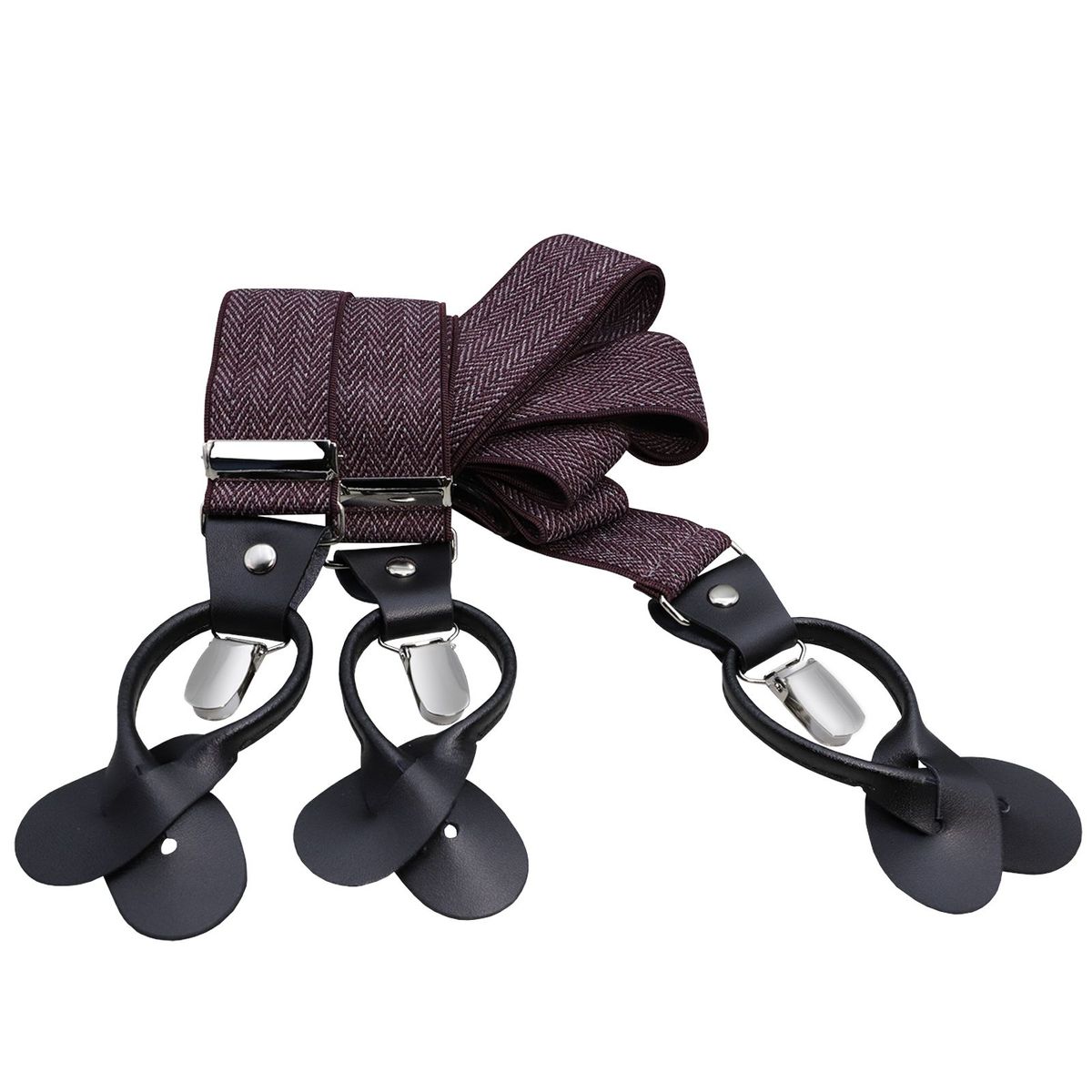 LINDENMANN Hosenträger Herren bordeaux Länge 120 cm Y-Form mit dunklen Clipsen