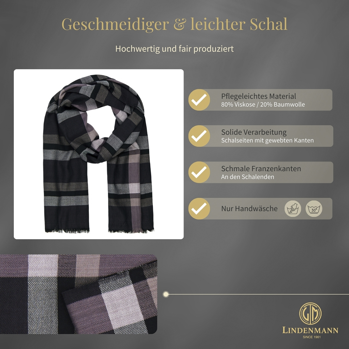 Herren Schal schwarz-lila