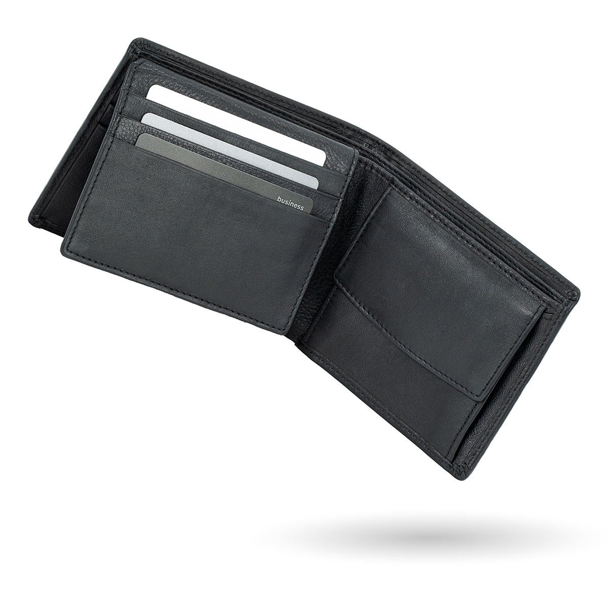 LINDENMANN Herren Leder Portemonnaie schwarz