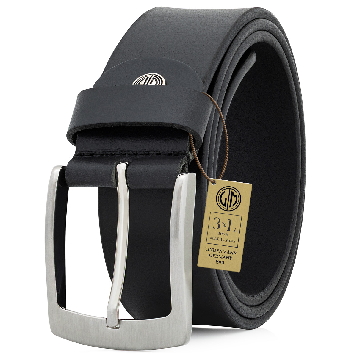 LINDENMANN Ledergürtel Herren schwarz