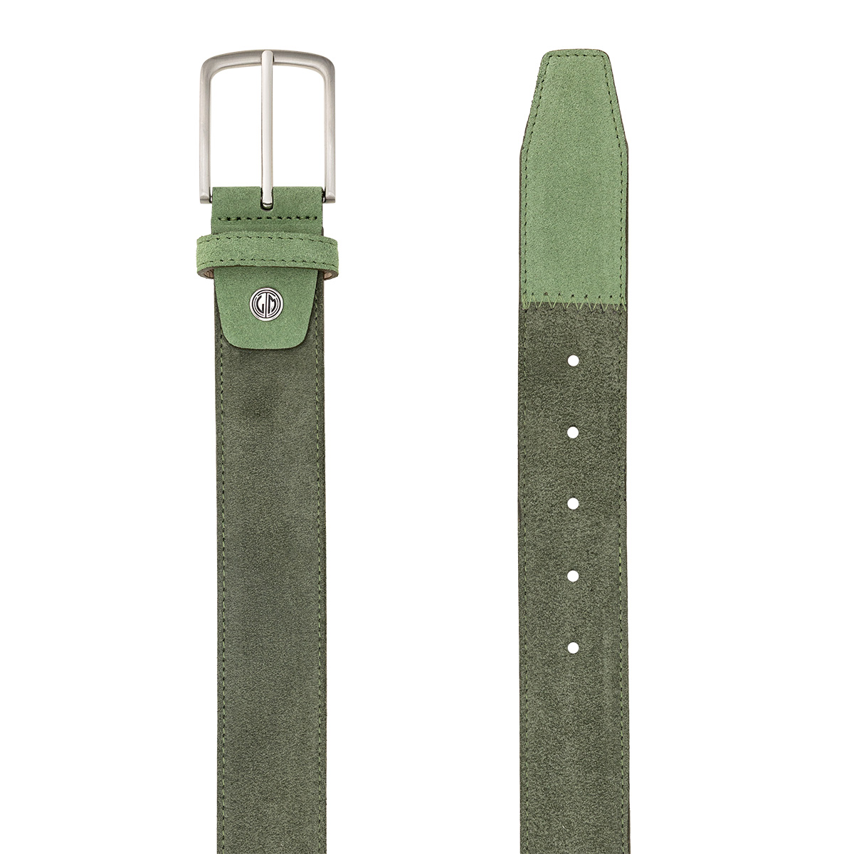 Gürtel, Leder, Grün, Schwarz-grün, Gürtelschnalle, LINDENMANN Premium Handmade Veloursrindledergürtel Herren olivgrün
