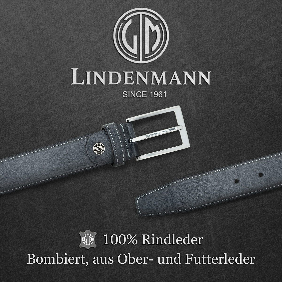 LINDENMANN Ledergürtel Herren grau