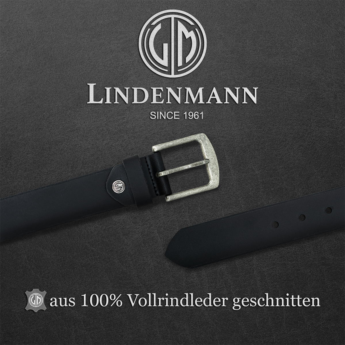 LINDENMANN Ledergürtel schwarz