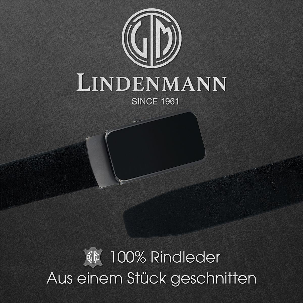 LINDENMANN Vollrindleder Herrenautomatikgürtel Onyx