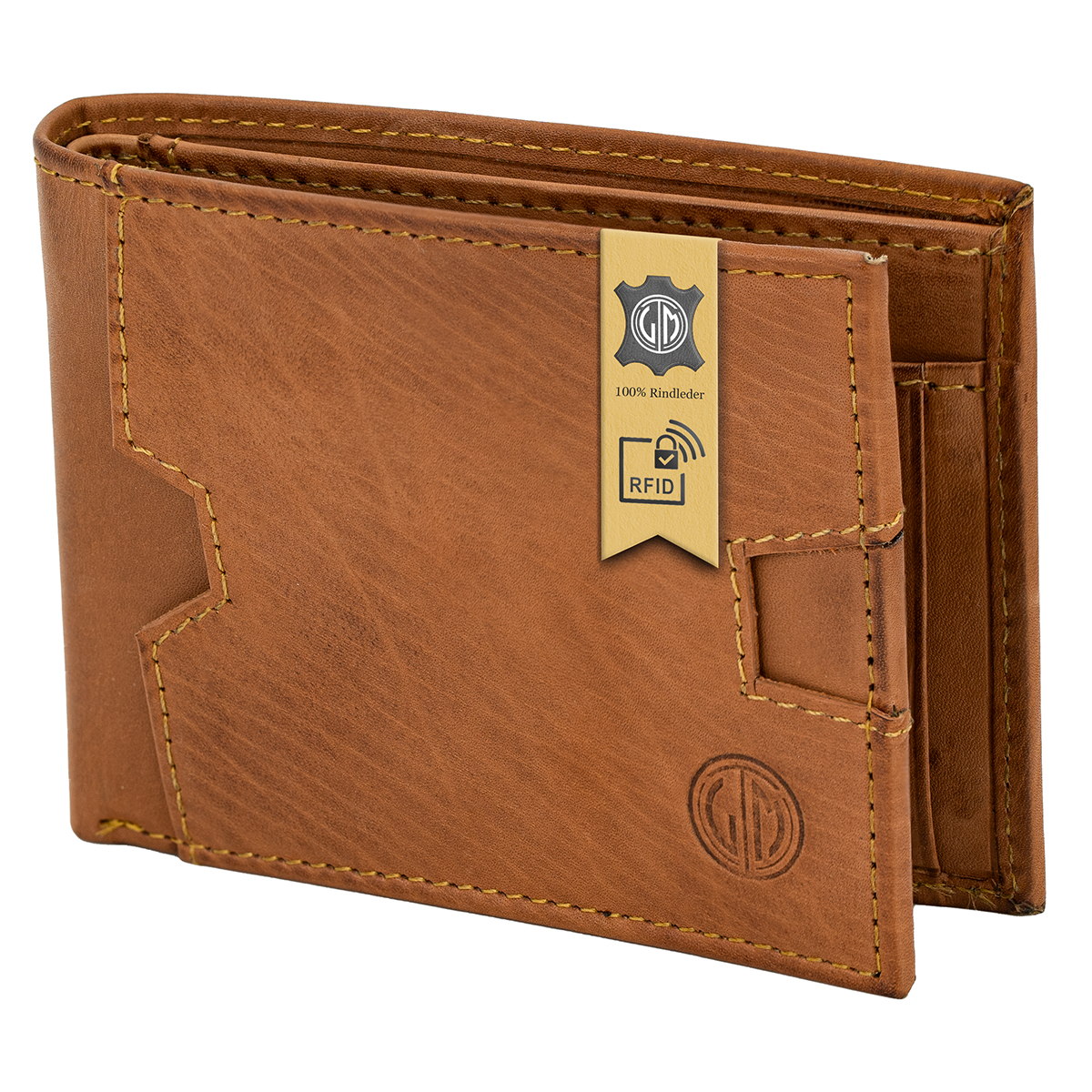 LINDENMANN Herren Leder Geldbeutel cognac LINDENMANN Herren Leder Portemonnaie cognac
