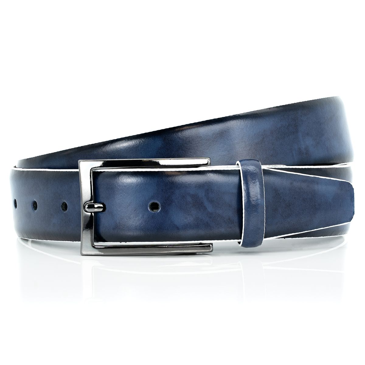 LINDENMANN Premium Anzugsgürtel Leder blau LINDENMANN Premium Anzugsgürtel Leder blau