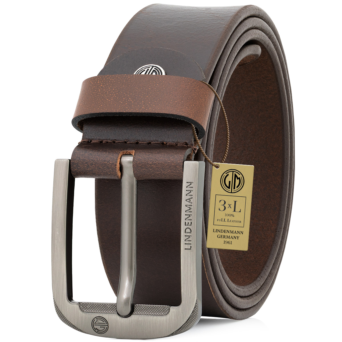 LINDENMANN Jeansgürtel Leder Herren braun