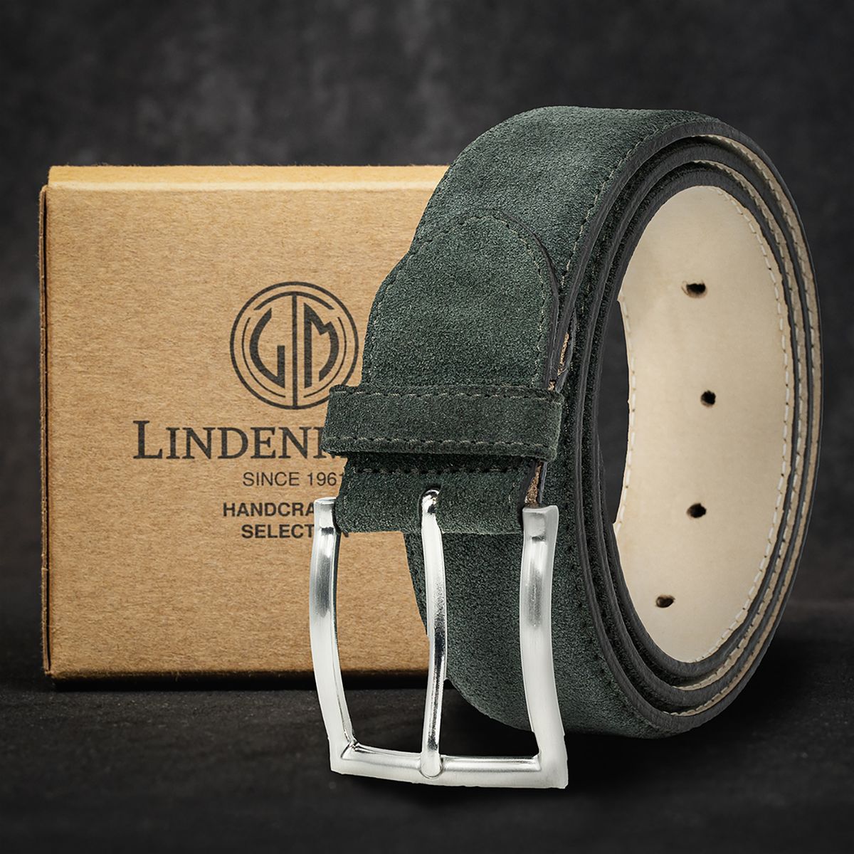 LINDENMANN Herrengürtel Leder grün