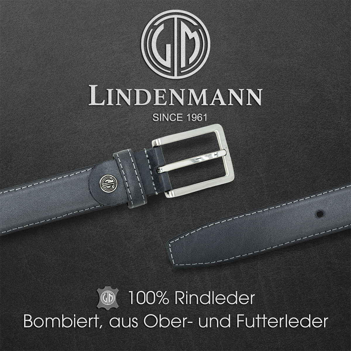 LINDENMANN Herrengürtel Leder grau