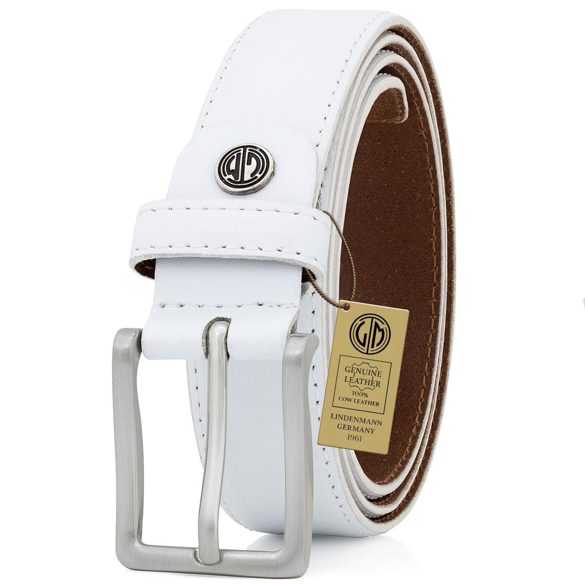 LINDENMANN Ledergürtel Herren weiss