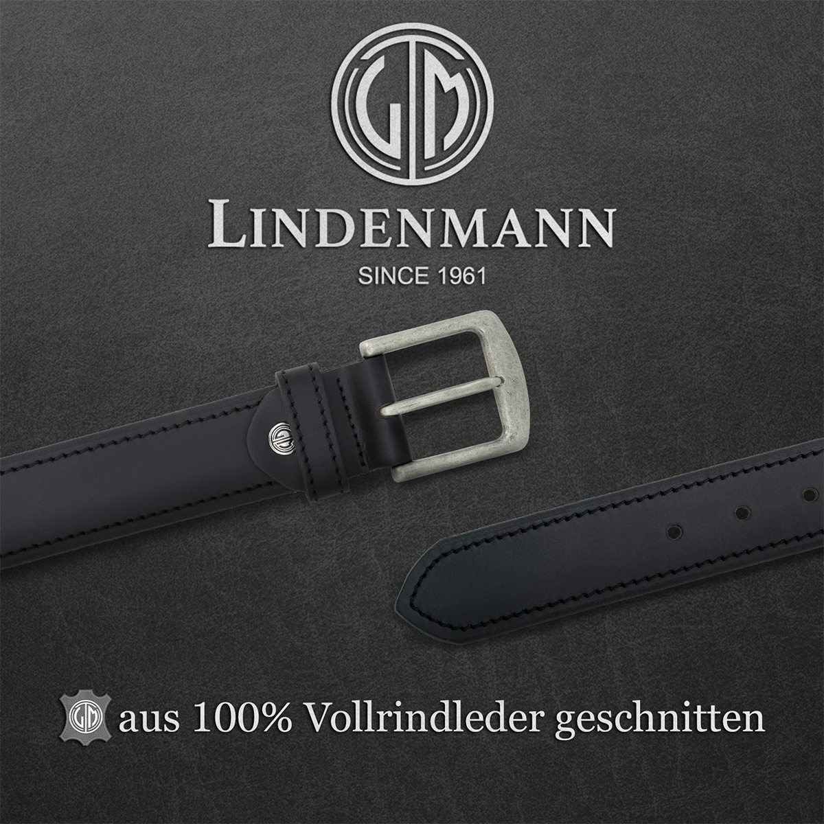 LINDENMANN Ledergürtel schwarz