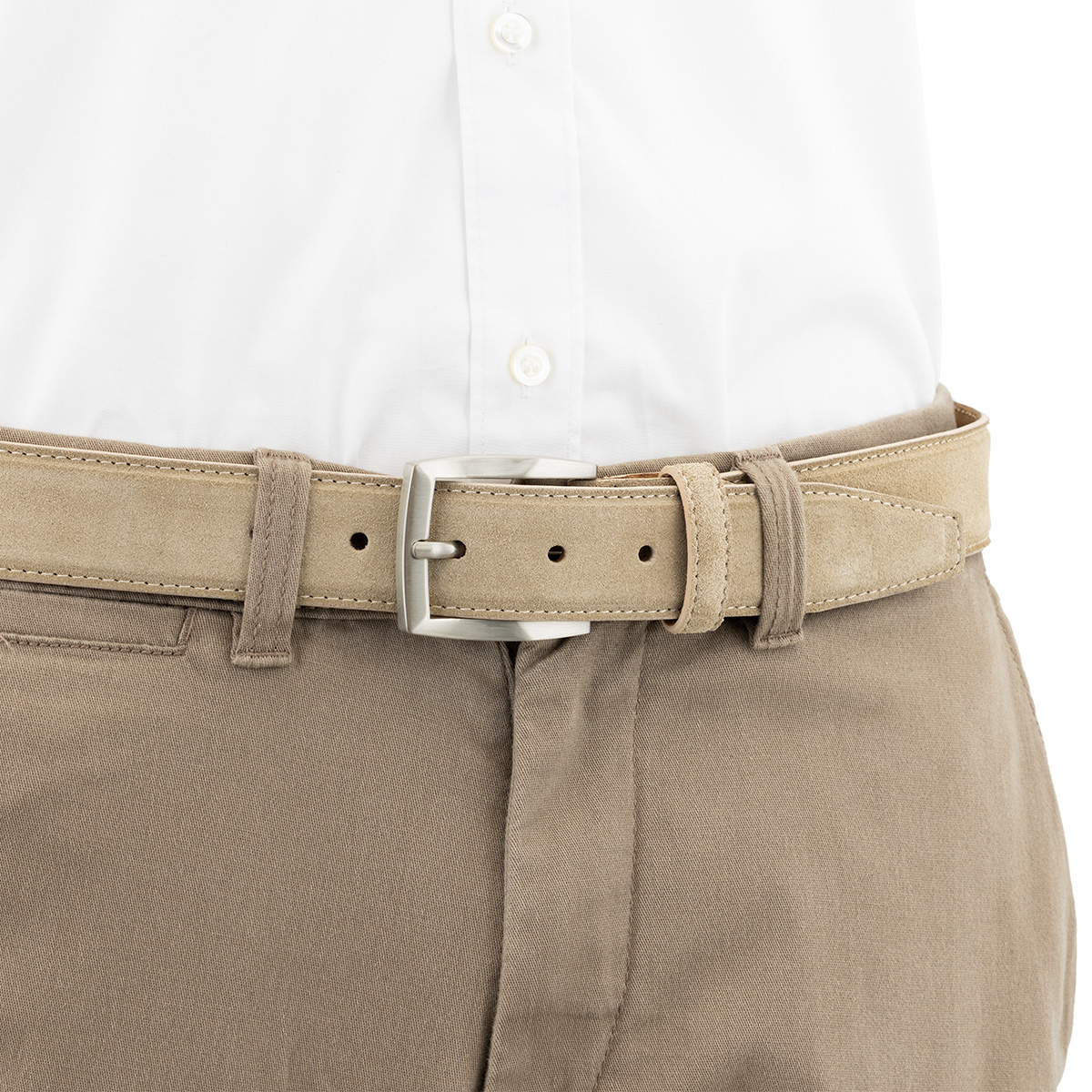 LINDENMANN Herrengürtel Veloursleder creme-beige