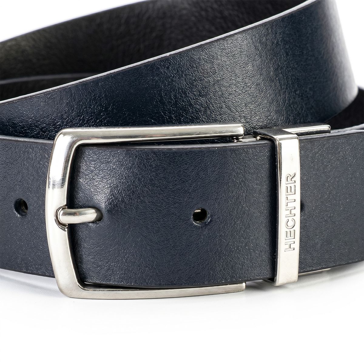 Leder-Gürtel, Dunkelblau, Metall-Schnalle, Riemen, Breiter Gürtel, HECHTER Paris Herren Wendegürtel aus 100% Echtleder schwarz/marine