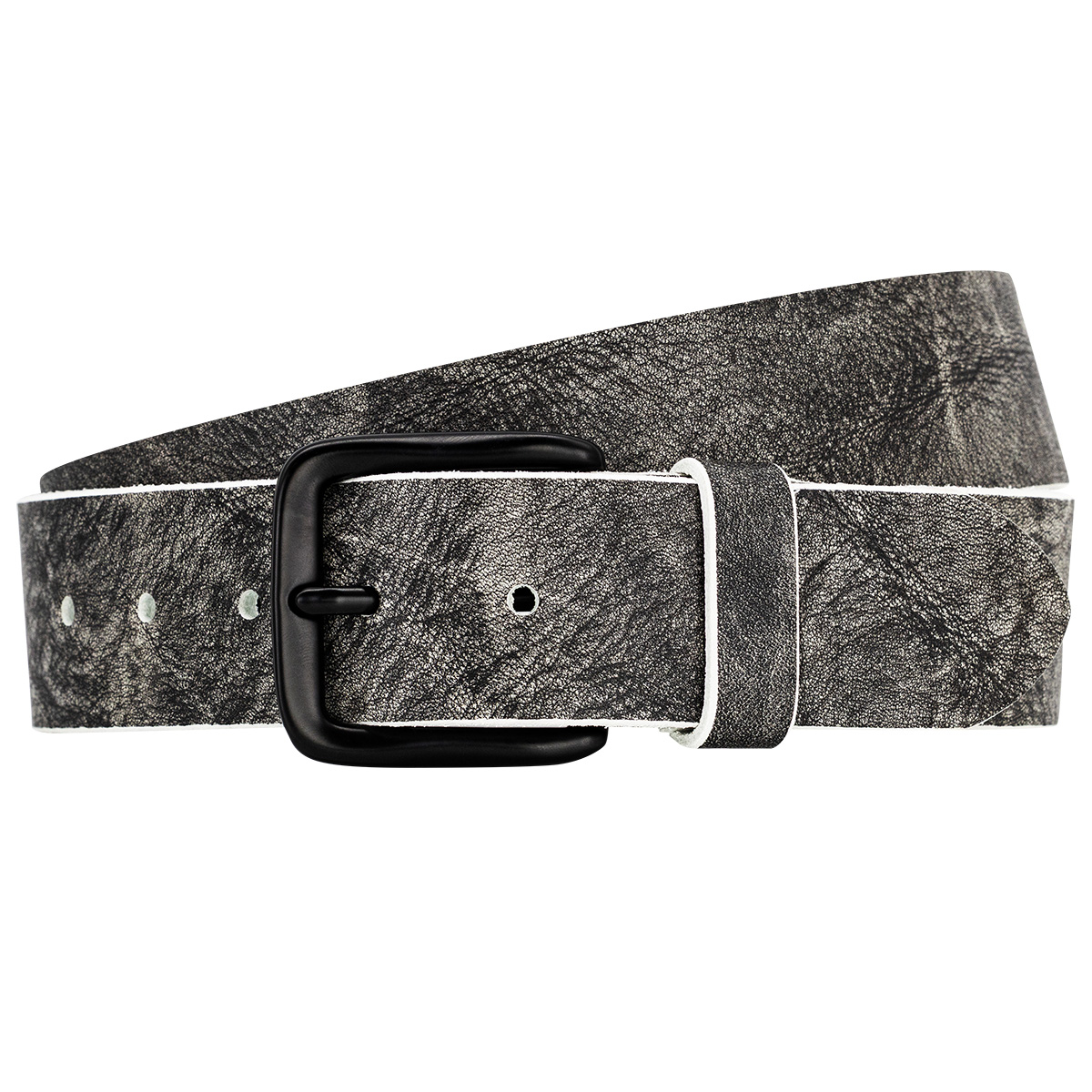 Gürtel, Ledereffekt, Druckmuster, Schwarz, Breite, LINDENMANN Herren Vollledergürtel passend zu Jeans anthrazit