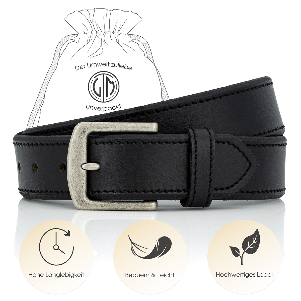 LINDENMANN Ledergürtel schwarz