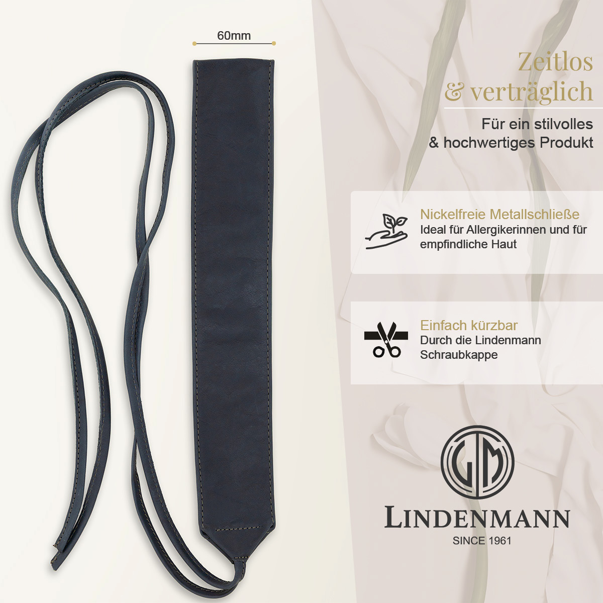 LINDENMANN Nappa Vollrindleder Damenhüftgürtel Marine