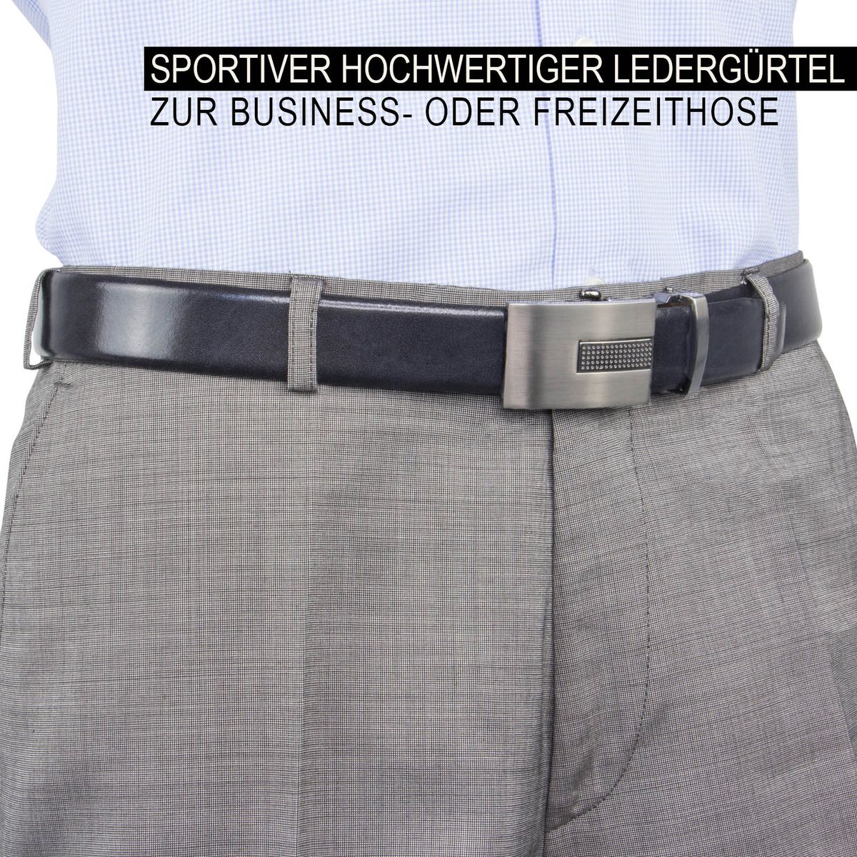 LINDENMANN Ledergürtel Herren, schwarz 33 mm Leder Automatikgürtel