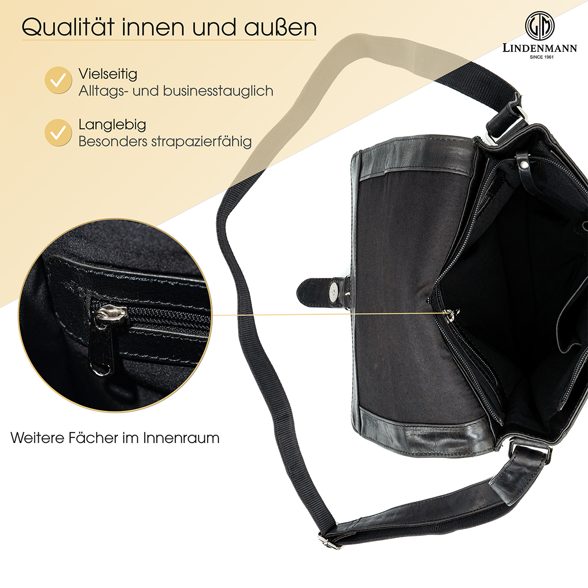 Lindenmann Ledertasche schwarz