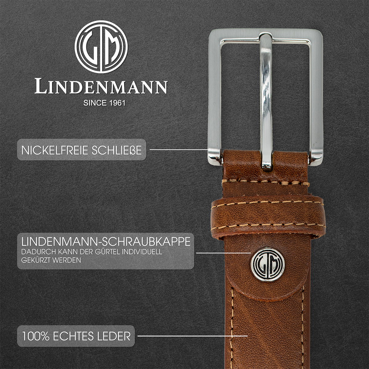 LINDENMANN Ledergürtel Herren