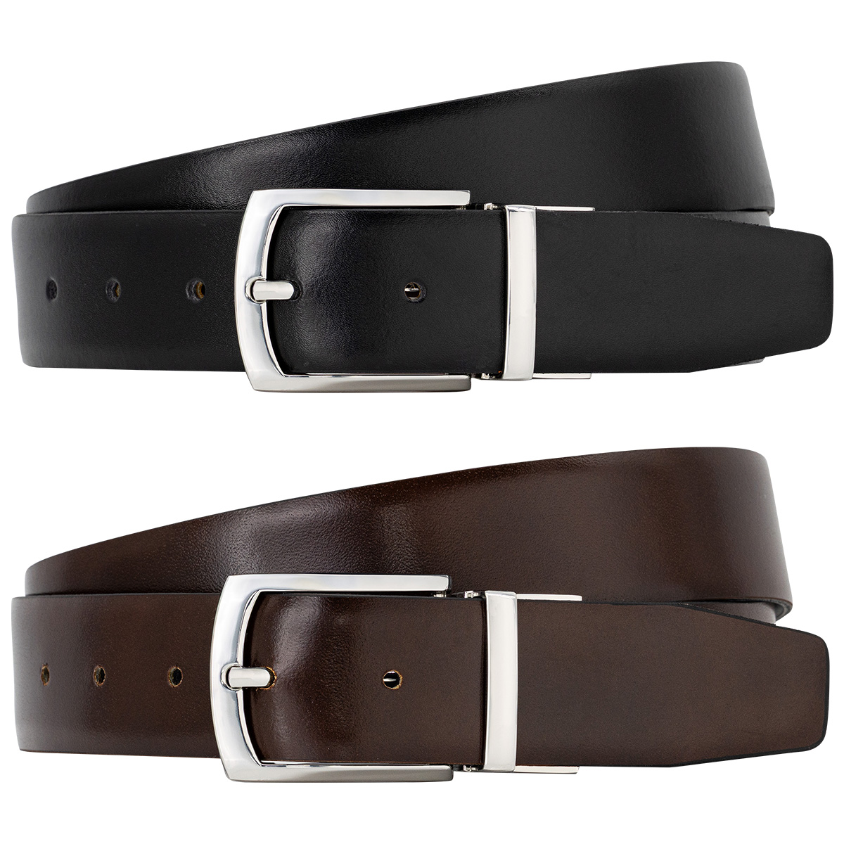 LINDENMANN klassischer Herren Echtlederwendegürtel schwarz, dunkelbraun