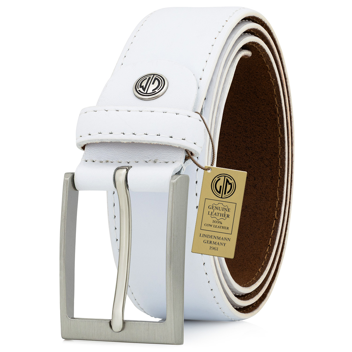 LINDENMANN Ledergürtel Herren weiss