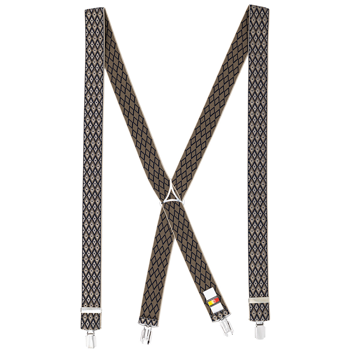LINDENMANN Hosenträger Herren Handcafted X-Form Rautenmuster beige