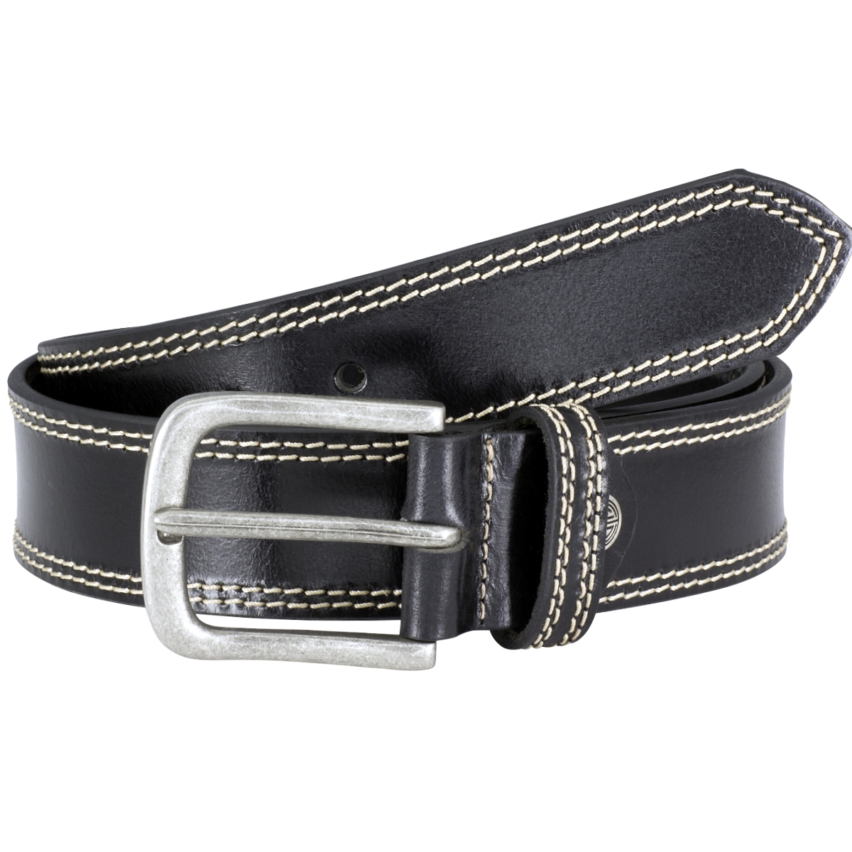 Gürtel, Leder, Schwarz, Nähte, Metall Schnalle,