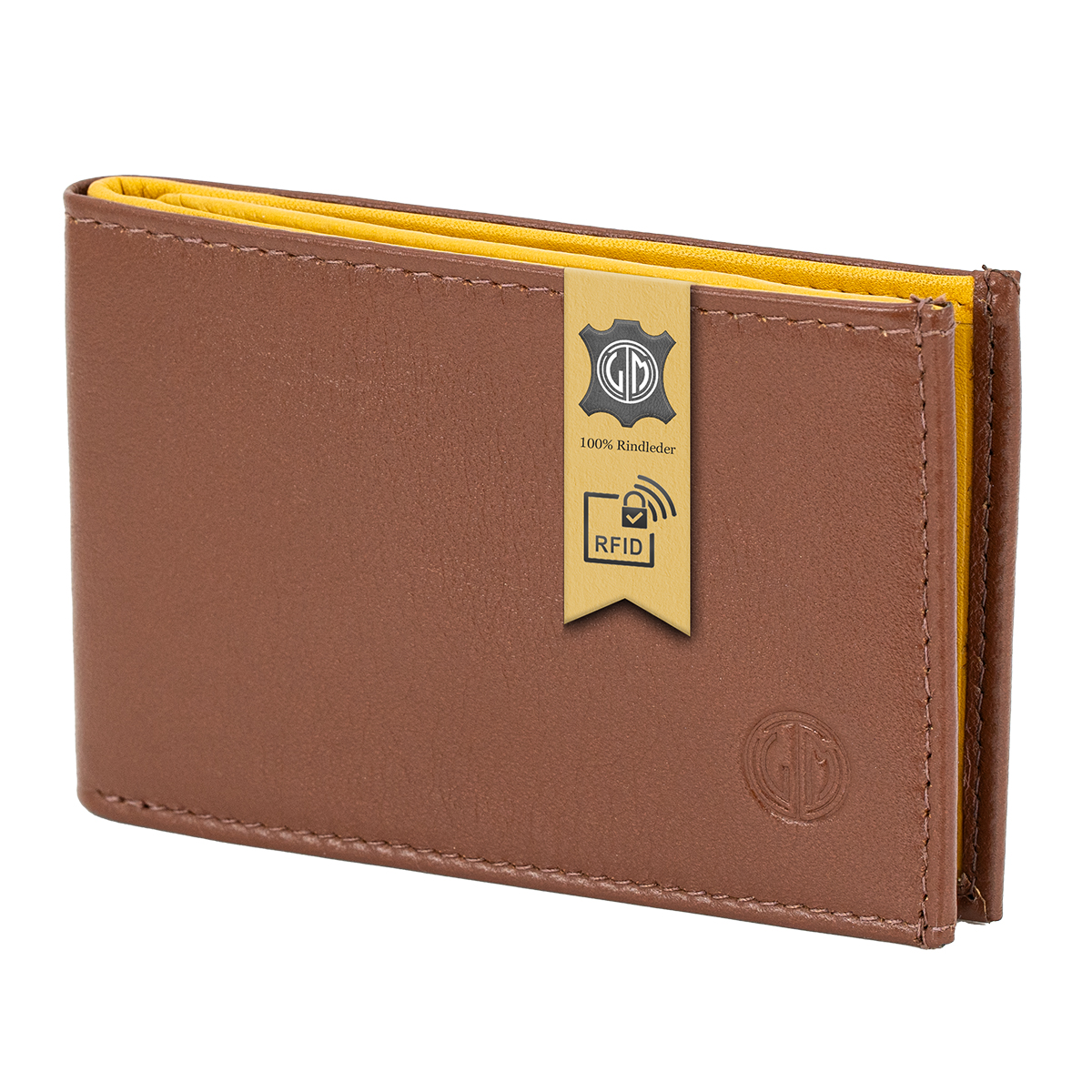 LINDENMANN Leder-Cardholder cognac gelb