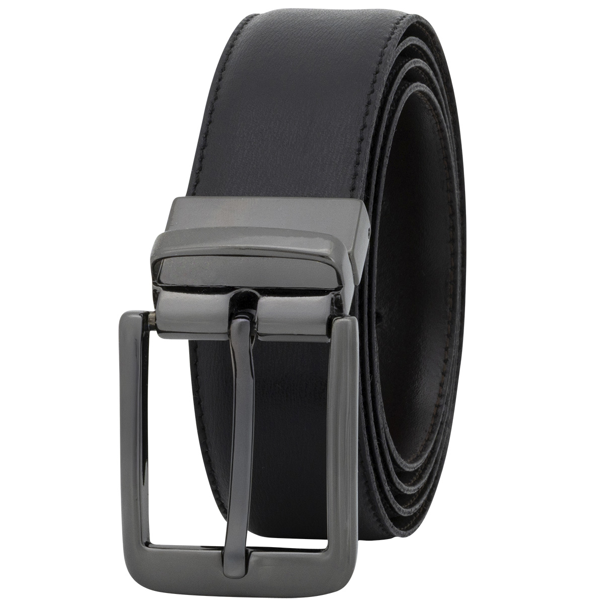 LINDENMANN Herrenwendegürtel aus 100% Vollrindleder schwarz/dunkelbraun