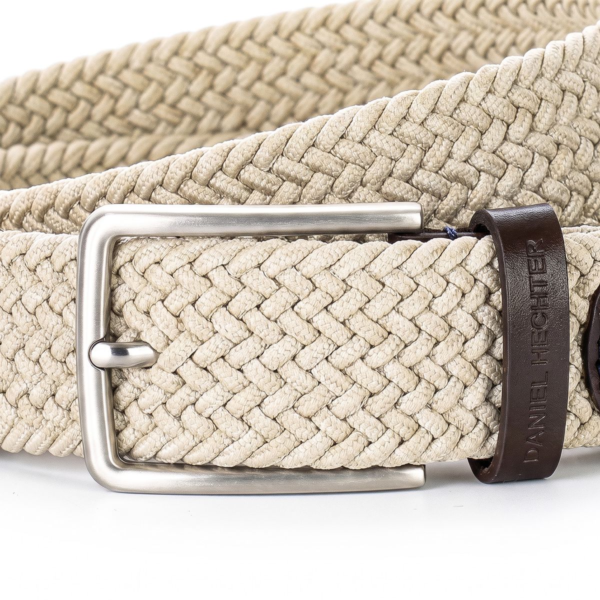 DANIEL HECHTER Herren Textil-Flechtgürtel mit 100% Echtlederenden taupe