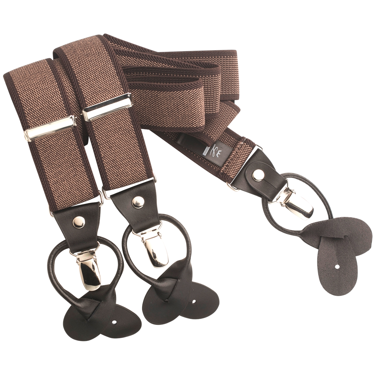 LINDENMANN Hosenträger Herren braun Länge 120 cm Y-Form mit dunklen Clipsen