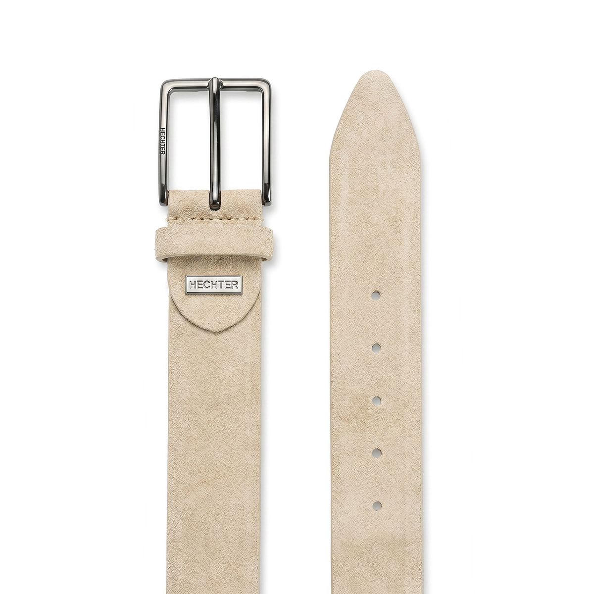 beige Gürtel, Wildledergürtel, Leder Gürtel, Metall-Schnalle, verstellbare Lochungen, HECHTER Paris Herren Veloursledergürtel aus 100% Echtleder taupe