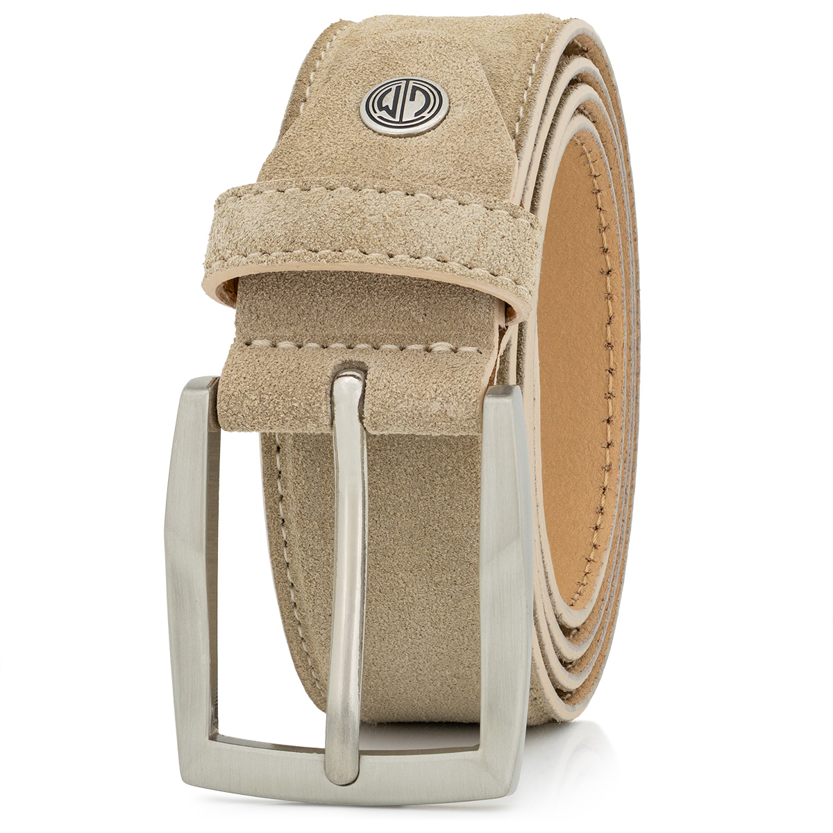 LINDENMANN Herrengürtel Veloursleder creme-beige