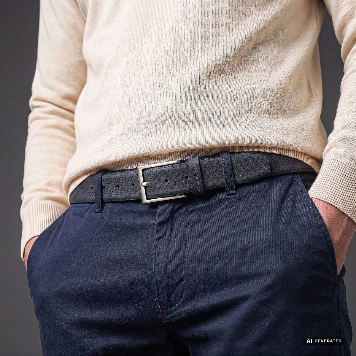 DANIEL HECHTER Herren smart casual 100% echtes Veloursledergürtel marine