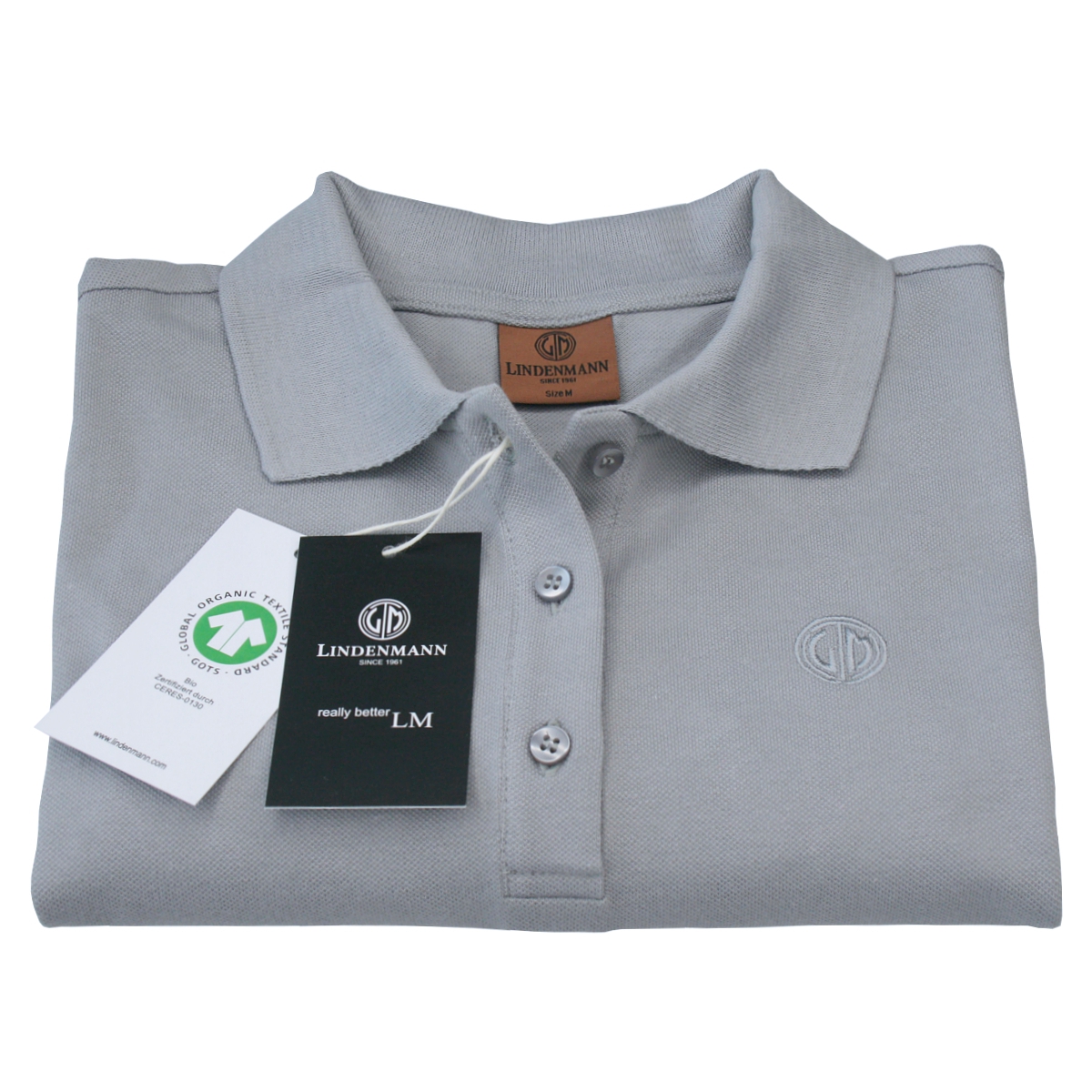 LINDENMANN Poloshirt Bio-Baumwolle Damen Grau