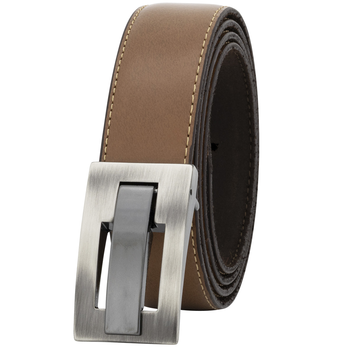 LINDENMANN Herrengürtel aus 100% Vollrindleder mit Koppelschließe cognac