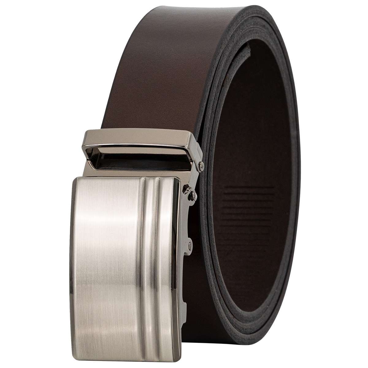 Gürtel, Leder, Braun, Metall-Schnalle, Weicher Gürtel, LINDENMANN klassischer Herren Automatikgürtel aus 100% Echtleder mogano
