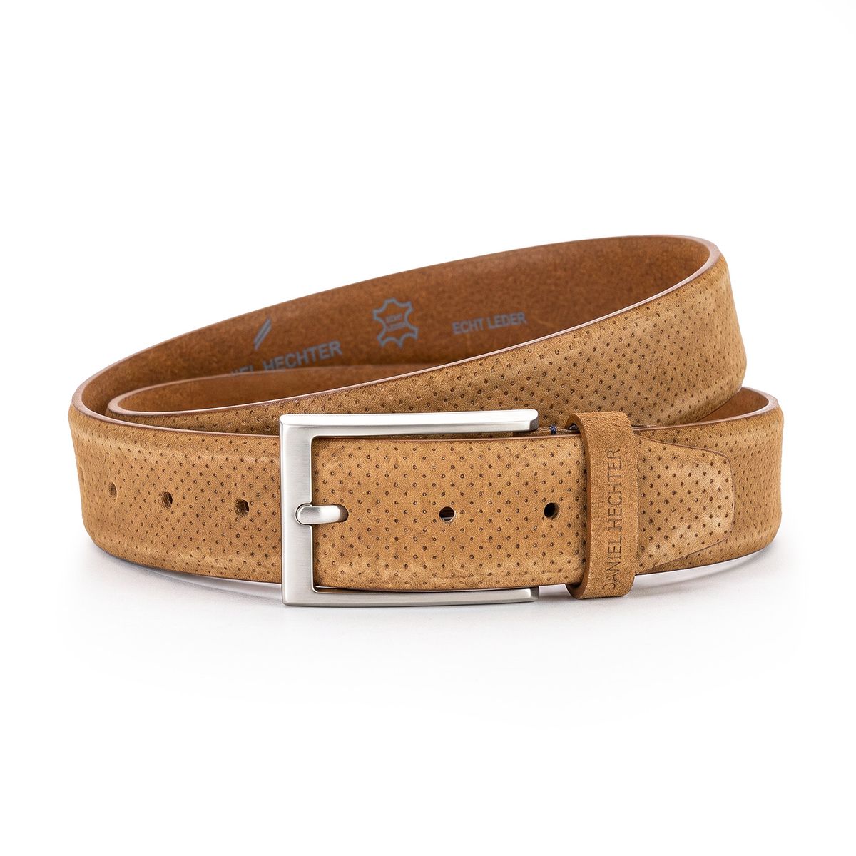 DANIEL HECHTER Herren smart casual 100% echtes Veloursledergürtel cognac