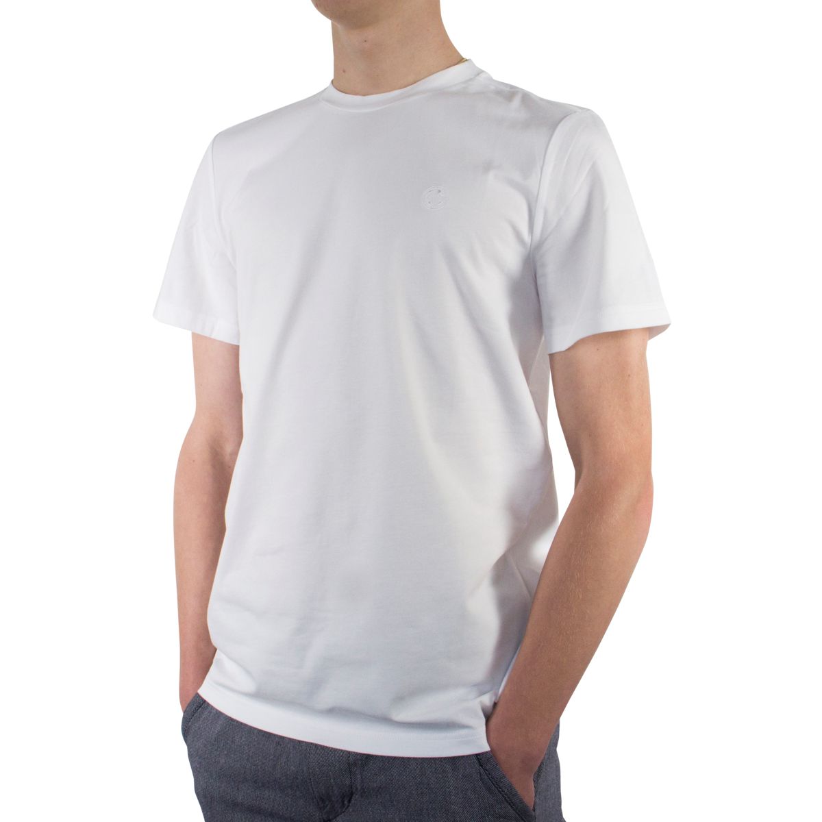 LINDENMANN T-Shirt Herren slim fit kurzarm weiss rundhals Bio Baumwolle Made in EU