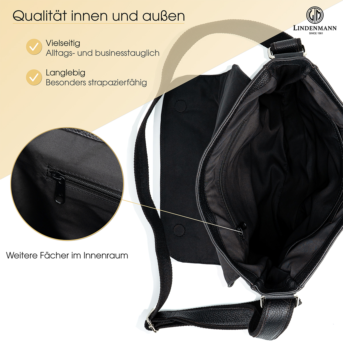 Lindenmann Ledertasche schwarz