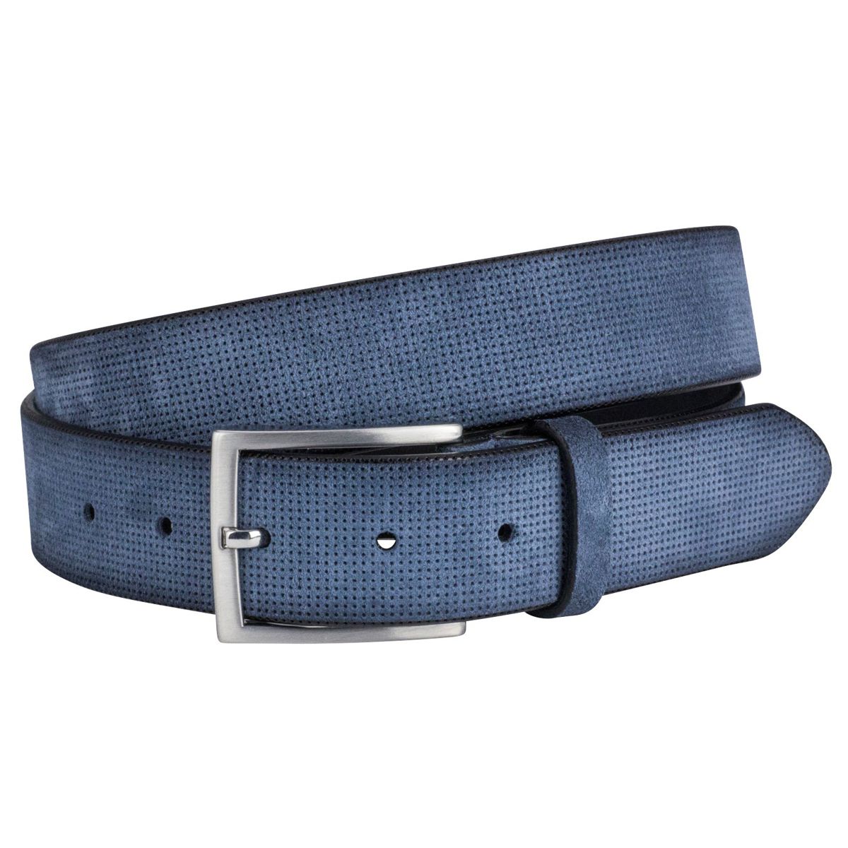 LINDENMANN Veloursledergürtel Herren 35 mm blau