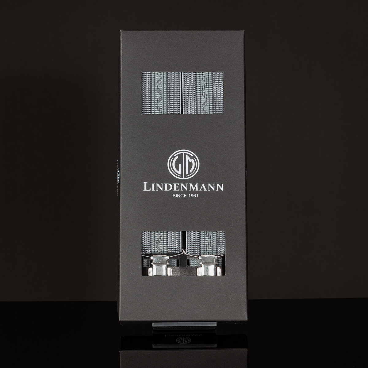 LINDENMANN Hosenträger Herren X-Form grau