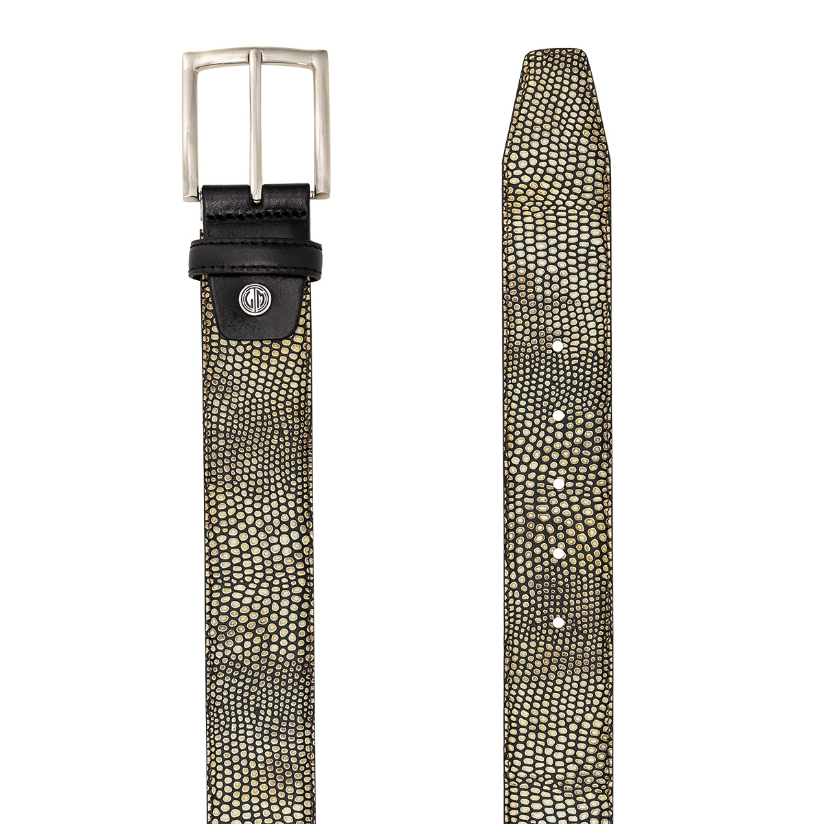 Gürtel, Ledergürtel, Schwarz, Streifenmuster, Metallischer Glanz, LINDENMANN Premium Handmade Vollrindledergürtel Herren beige