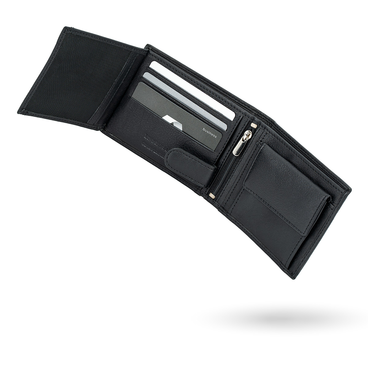 LINDENMANN Herren Leder Portemonnaie schwarz